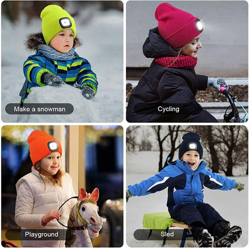 Gorro Con Luz Para Niños, Recargable Por Usb, Con Manos Libr