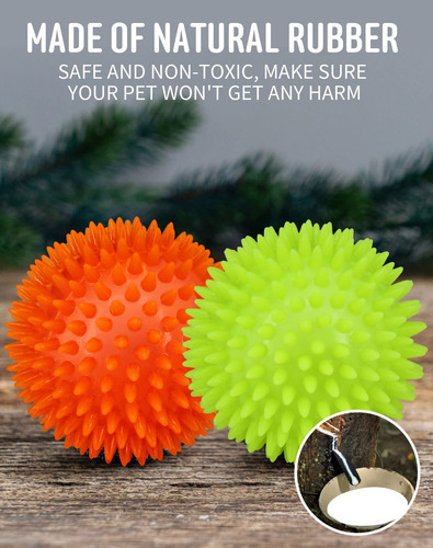 Pelotas Para Perro Chirriantes Con Pinchos Verde Naranja 2pz