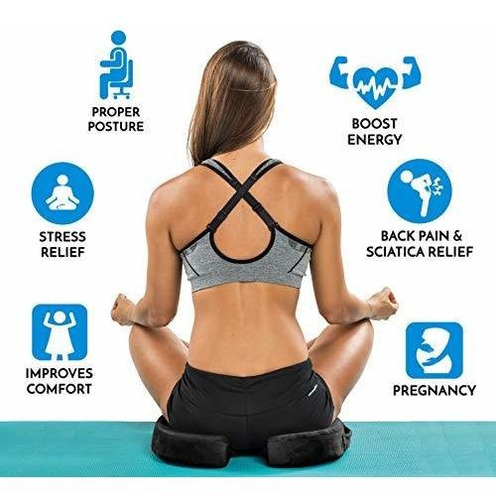 Cojin De Asiento Antideslizante Y Espuma Viscoelastica Negro Liso