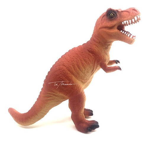 Dinosaurio Tiranosaurio Rex Naranja Juguete De Goma Y Sonido
