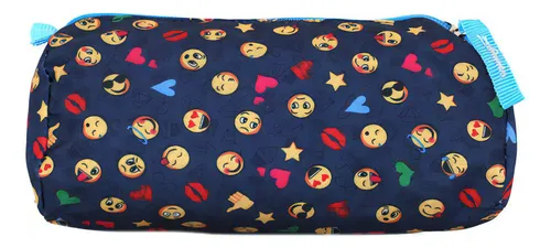 Estuche para niños con emojis, factura de maquillaje escolar y juvenil, color azul marino