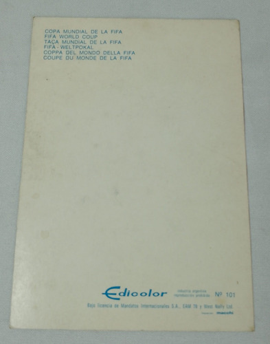 Tarjeta Postal Campeonato Mundial De Futbol 78