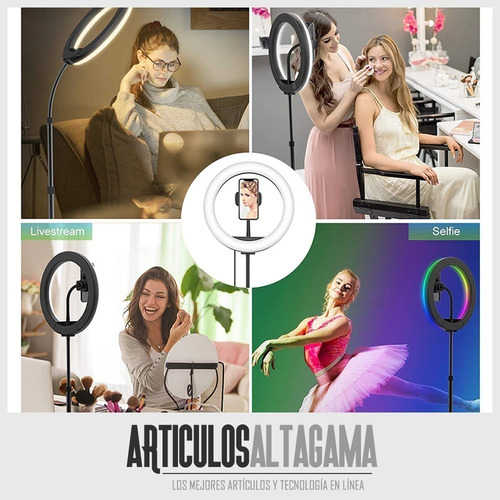 Imagen 9 de 9 de Aro De Luz Rgb Led Flash 33 Cm Fotografía Selfie + Trípode