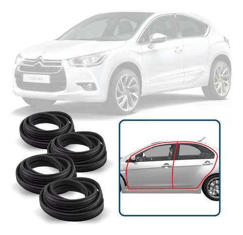 Kit Borracha Vedação Para 4 Portas Citroen Ds4 2013/2017