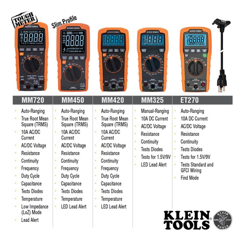 Multímetro Digital Trms Automático 600v/10a, Klein Tools