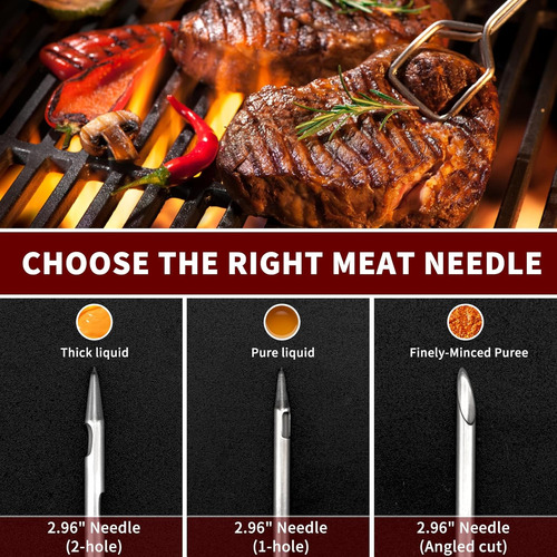 Kit Jeringa Inyectora De Carne De Pavo Con 3 Adobos Para Ahu