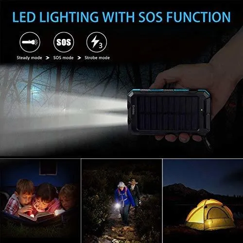Cargador De Bateria Solar Portatil De 20000 Mah Impermeabl