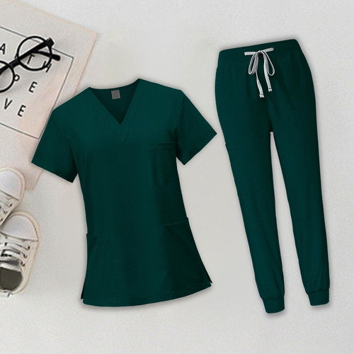 Conjunto De Ropa Para Mujer, Traje De Enfermería - Escote