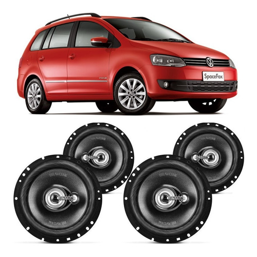 Kit Alto Falante Vw Spacefox 2010 A 2013 Bravox 240w Rms