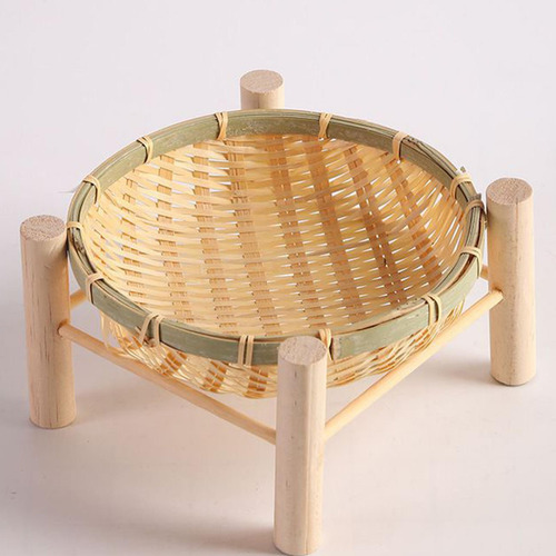 Bandeja De Cesta De Bambú, Bandeja Para Servir, 18cm Madera