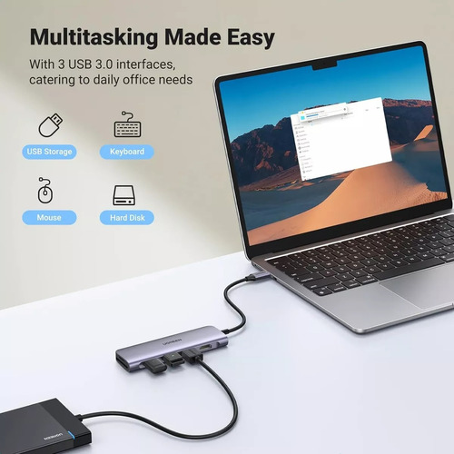 Hub Adaptador Multifuncional 6 En 1 Ugreen Para Usb-c 20956a