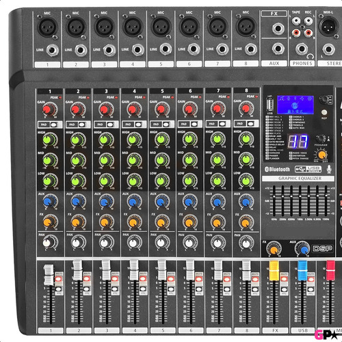 Consola Mixer Sonido 12 Canales Bluetooth Rep Usb Eq Efectos