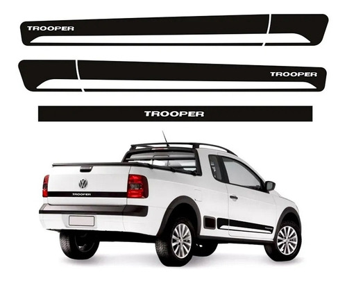 Adesivo Faixas Para Volkswagen Saveiro Trooper 2014/15 17315 Cor Preto