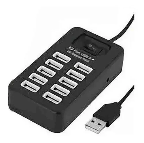 comprar Hub Delta P-1603 De 10 Puertos Usb 2.0 A 480mbps Color Negro