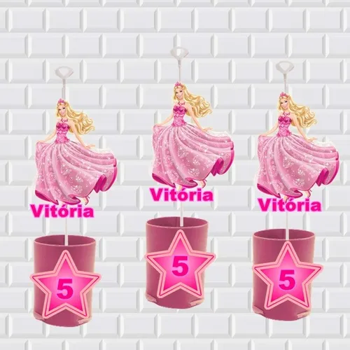 10 Centro De Mesa Barbie Princesa Lembrancinha Parcelamento sem