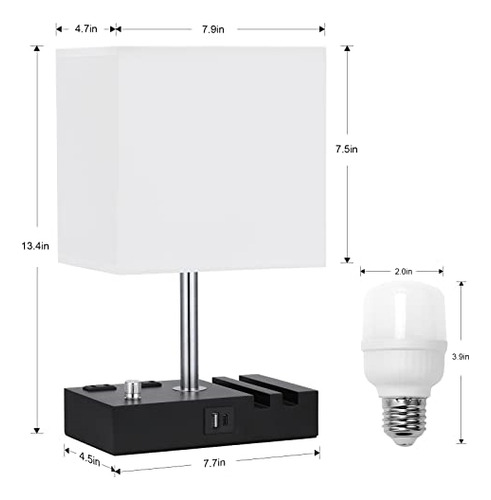 Lámparas De Mesa De Noche Para Dormitorio Con Puertos Usb