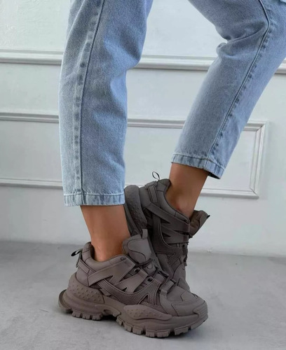 Zapatillas Mujer Con Plataforma Sneakers Street Acordonadas.