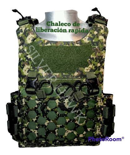 Chaleco Tactico Militar Porta Placa Liberación Rapida Pixel 