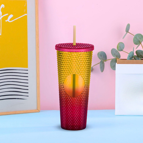 Termo Multiusos Vaso Acrílico Textura Tridimensional 750ml Rojo Degradado