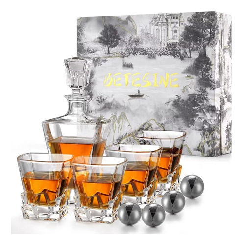 Whiskey Gifts For Men - Whiskey Decanters With 4 Whiskey