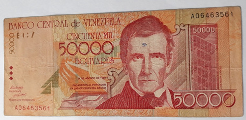 Billete De Venezuela 50000 Bolivares 24-08-1998 Usado