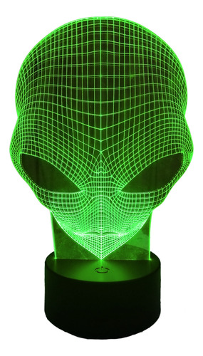 Lampara Led Ilusión 3d Cara De Alien 7 Colores Marcianeke