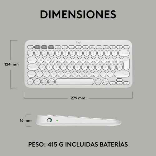 Logitech Pebble Keys 2 K380s Teclado Bt Multi-device Blanco