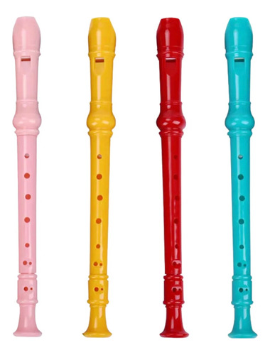 Flauta Dulce Musical Escolar Colores Pastel 8 Agujeros 4 Pz
