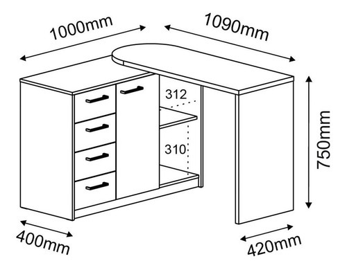 Mesa Para Escritório Extensível Escrivaninha Logan Branco