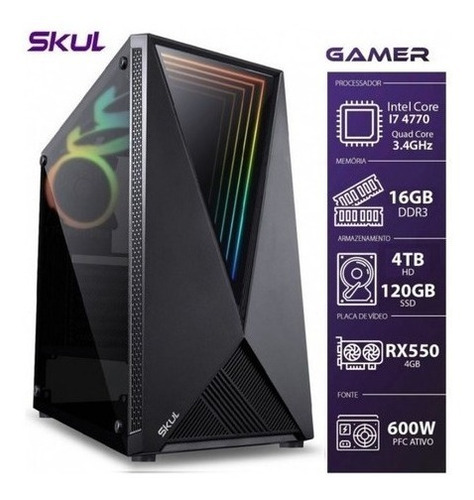 Imagem 1 de 8 de Cpu Gamer I7 16gb Com Placa Rx550 Desempenho E Qualidade