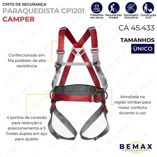 Cinto Paraquedista Cp 1201 4 Pontos Talabarte Posicionamento