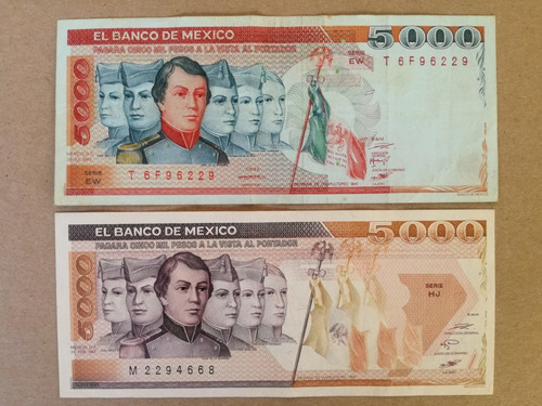 Billetes 5000 Pesos Niños Héroes 1983 Y 1987