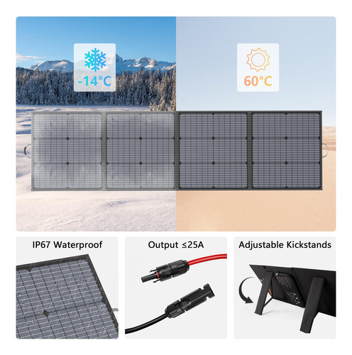 Panel Solar Portátil 220 W Impermeable Para Campamento Panel Solar De 220 W 0v 0v