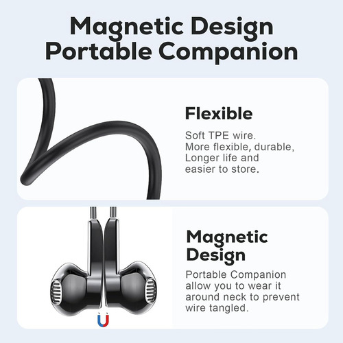 Bn Auriculares Usb C Con Cable Magnético Y Micrófono,