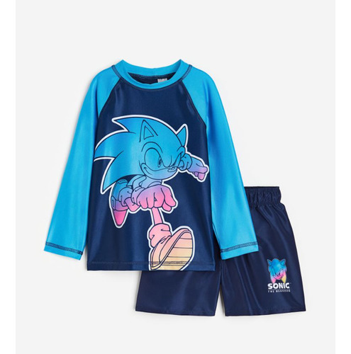 Conj De Malla Uv Niño Sonic. Remera Y Bermudas T18- 24 Meses