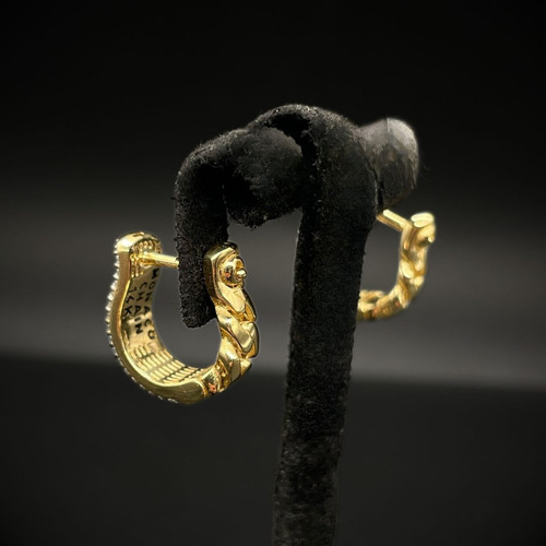 Arracadas Monaco Chain Aretes Oro 14k Con Piedras Swarovski