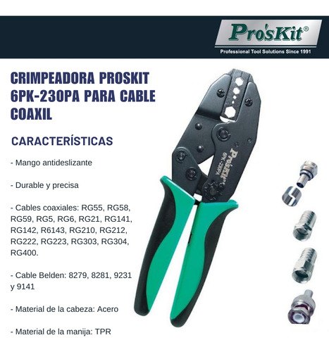 Pinza Crimpeadora Conectores Coaxil Belden Proskit 6pk-230pa