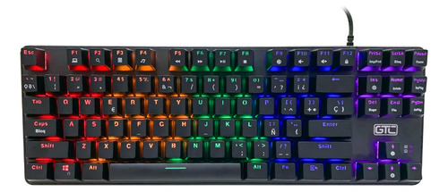 Teclado gamer GTC KGG-011 QWERTY Blue color negro con luz RGB