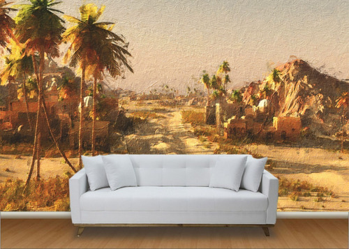 Papel Parede Adesivo Decorativo Oasis Deserto Egito Texturiz