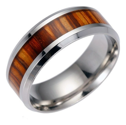 Anillo Acero Inoxidable Color Oro Madera Para Hombre Mujer