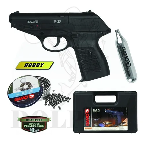 Kit Pistola Gamo Co2 P23 Combat 10 Tiros + Garrafa + Balines
