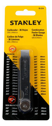 Calibre De Bujias Valvulas Sonda 36 Hojas Stanley 78214