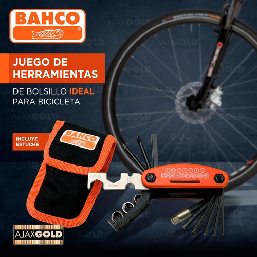 Imagen 2 de 9 de Kit Herramienta Bici Multiherramienta Bahco Reparacion 17 Pz