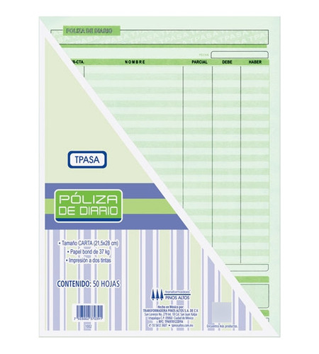 Poliza De Diario Pinos Altos 1002 3 Blocks Con 50 Hojas C/u