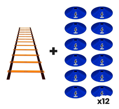 Kit Coordinación Y Agilidad Escalera 12 Pasos + 12 Platillos