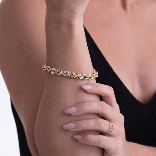 Pulseira Cordão De 8.0mm Em Ouro 18k 18,0 Cm