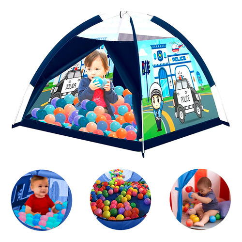 Carpa Tienda Estacion Policia Infantil 100 Pelotas Colores