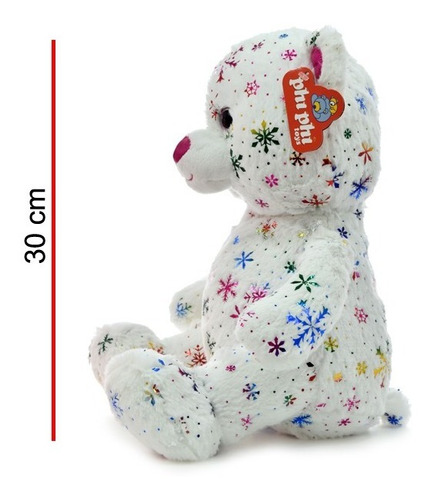 Peluche Oso Con Estrellas De Nieve Brillosas 30cm 