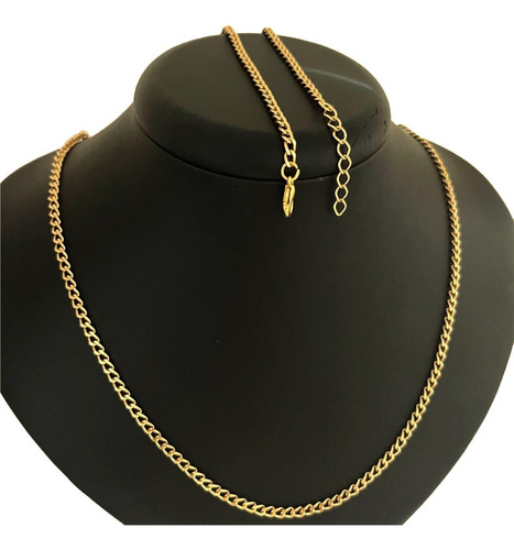 Corrente Masculina 60cm E Pulseira Grumet 3mm Banhado A Ouro