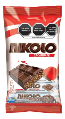 5 Pzas Chocolate Arcor Nikolo Cacahuate 5 Pzas